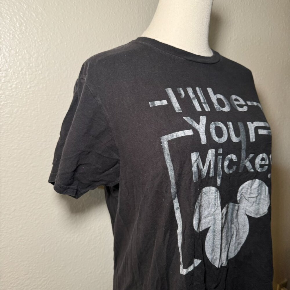 Disney I'll be your Mickey Black and White Graphic Short Sleeve Tee Shirt - Picture 5 of 12